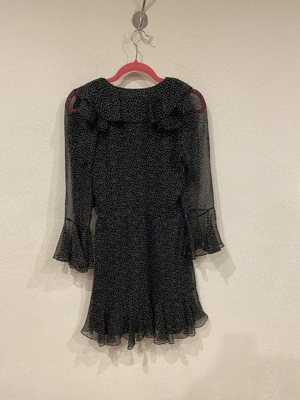 3.1 Phillip Lim Dress Womens 4 Black Floral Ruffle Chiffon Mini Bell Sleeve - Picture 4 of 4
